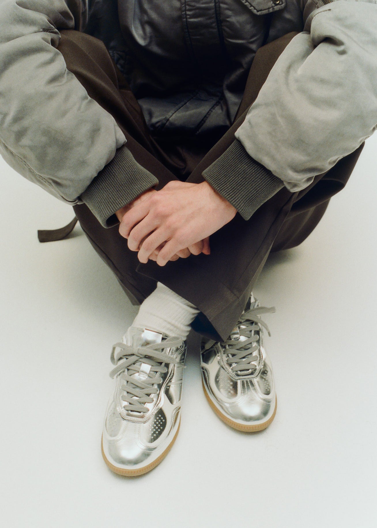 Tb.490 Rife Shimmer Silver Cream Leather Sneakers - Image 8