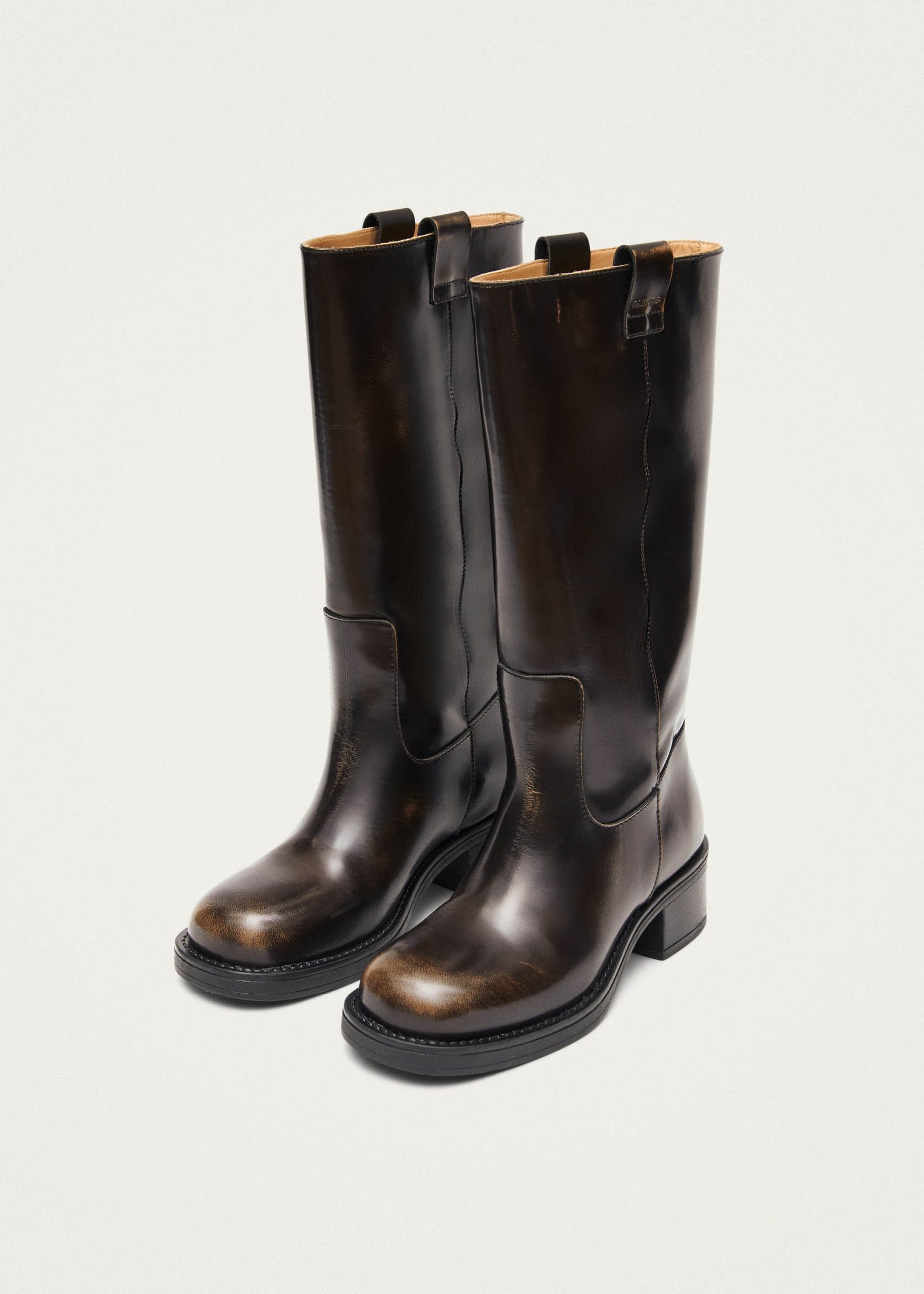 Sajan Vintage Effect Brown Leather Boots - Image 2