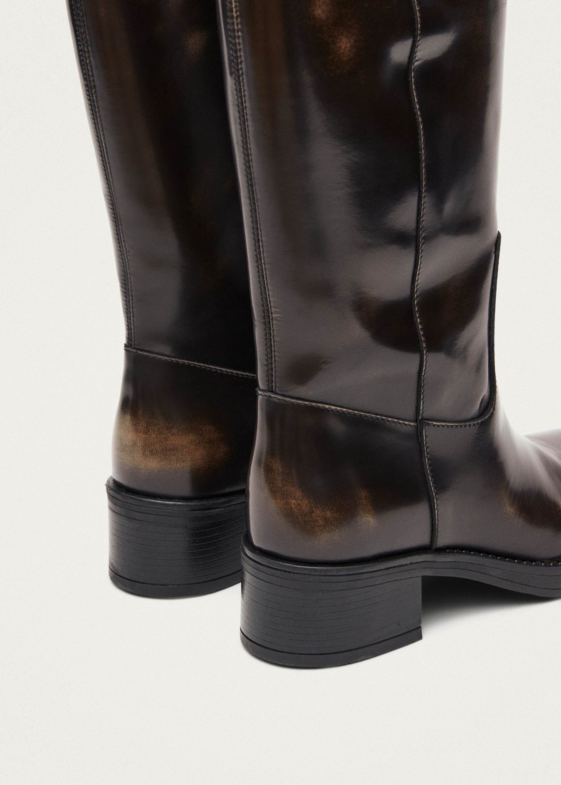 Sajan Vintage Effect Brown Leather Boots - Image 4