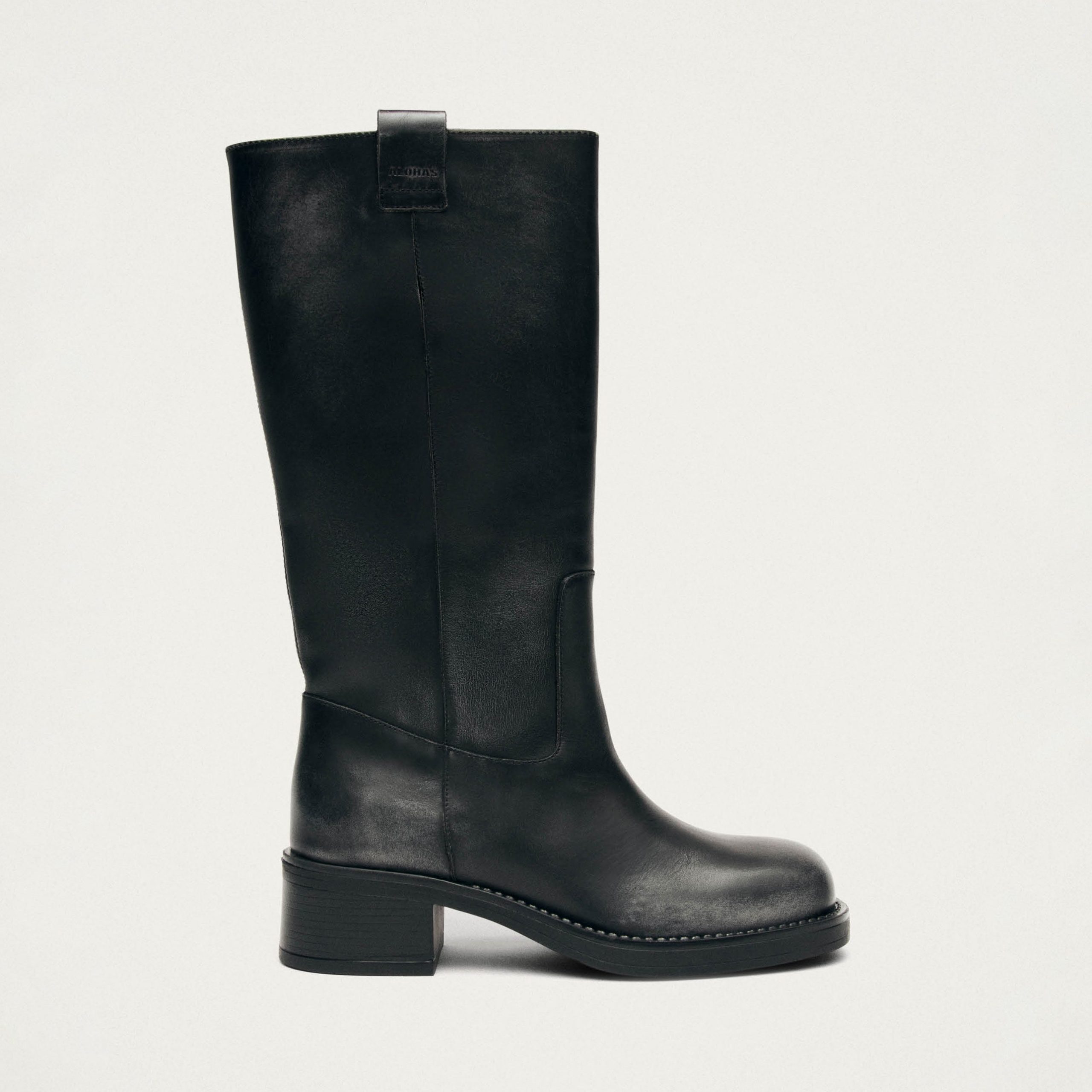 Sajan Vintage Effect Black Leather Boots - Image 3