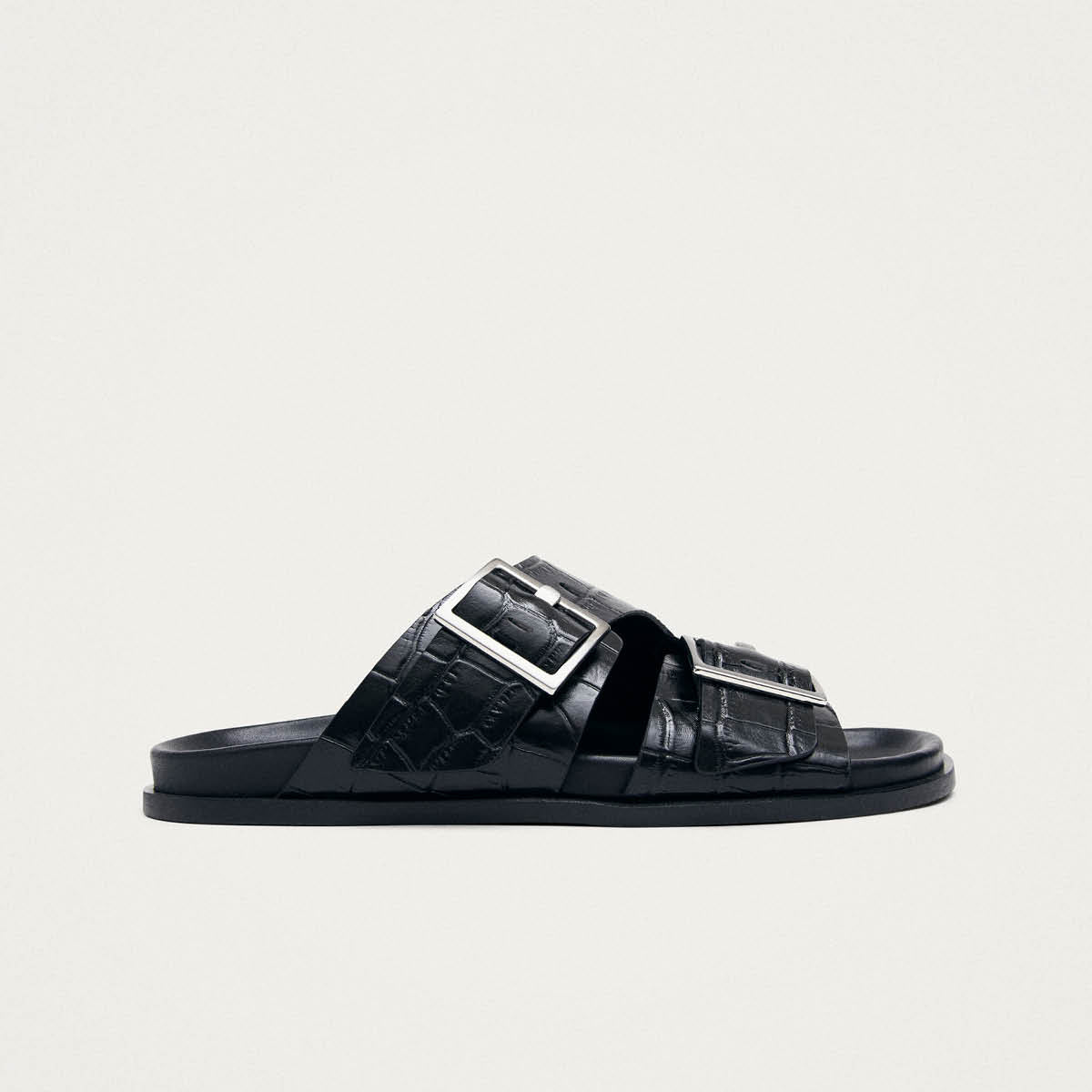Alba Alli Black Leather Sandals - Image 3