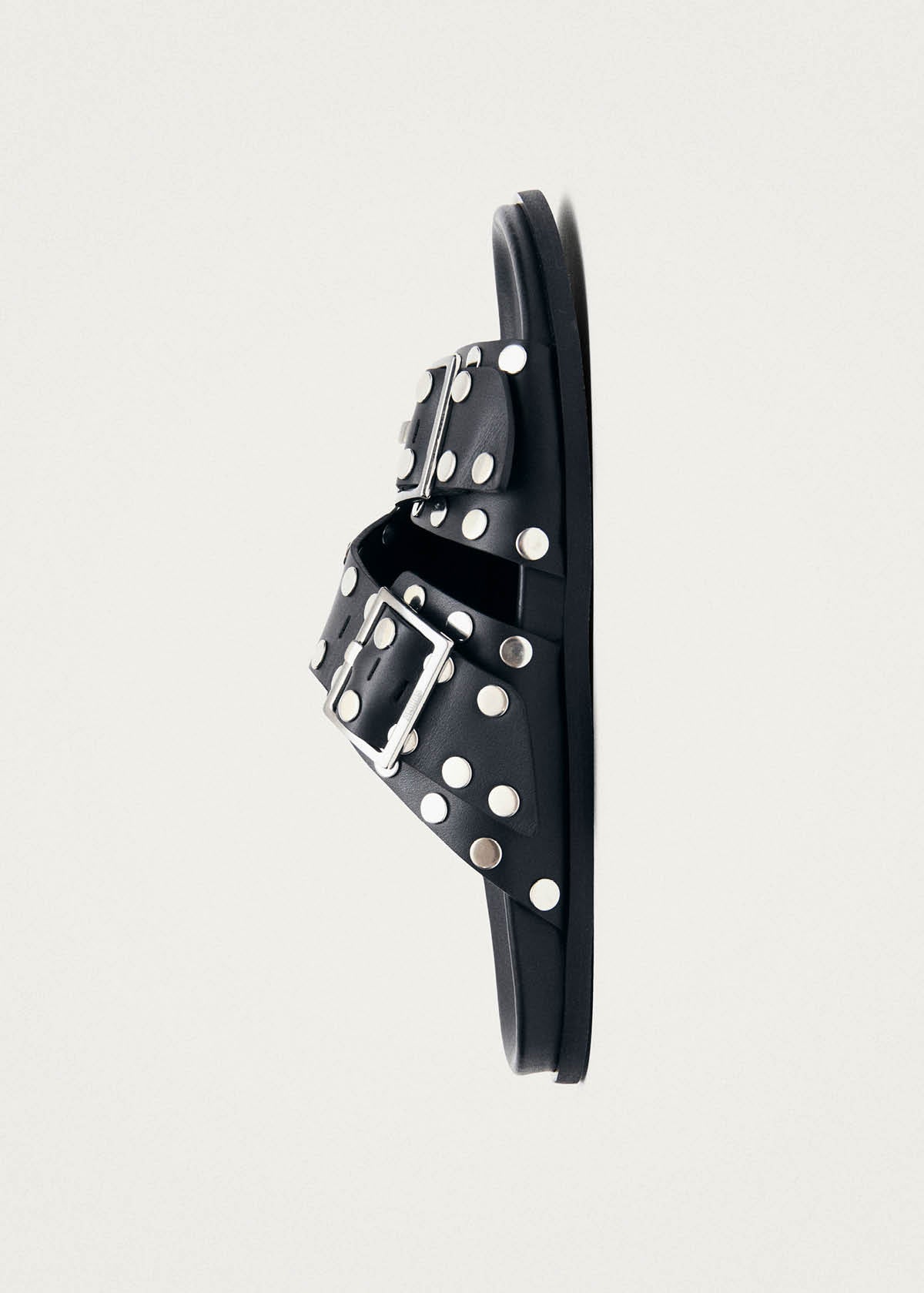 Alba Studs Black Leather Sandals - Image 4