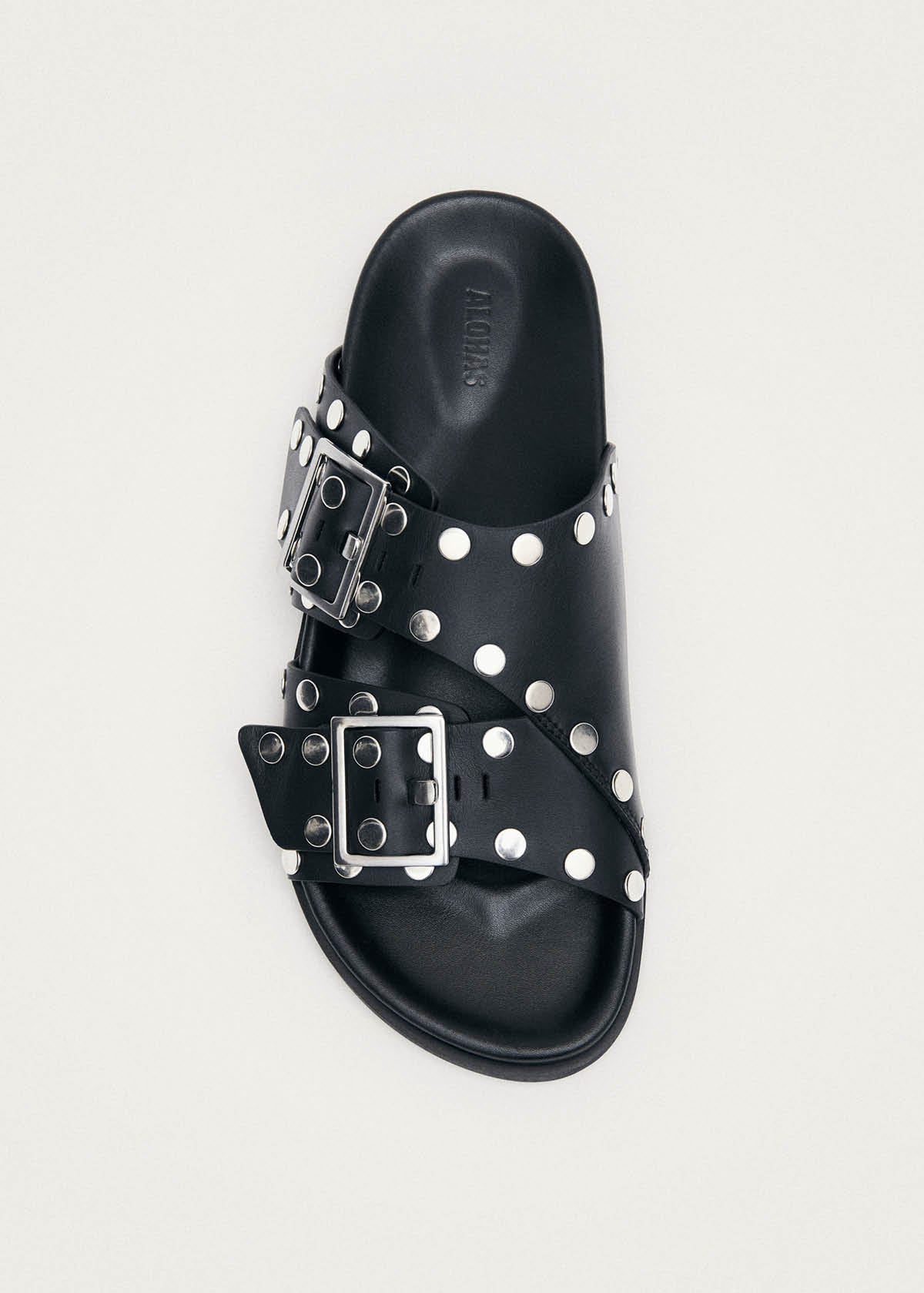 Alba Studs Black Leather Sandals - Image 5