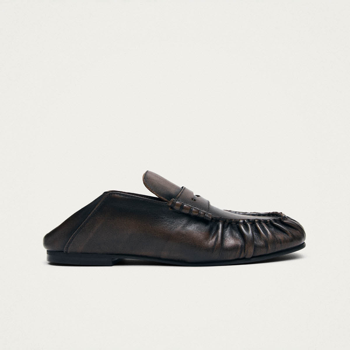 Aven Mule Vintage Effect Brown Leather Loafers - Image 3