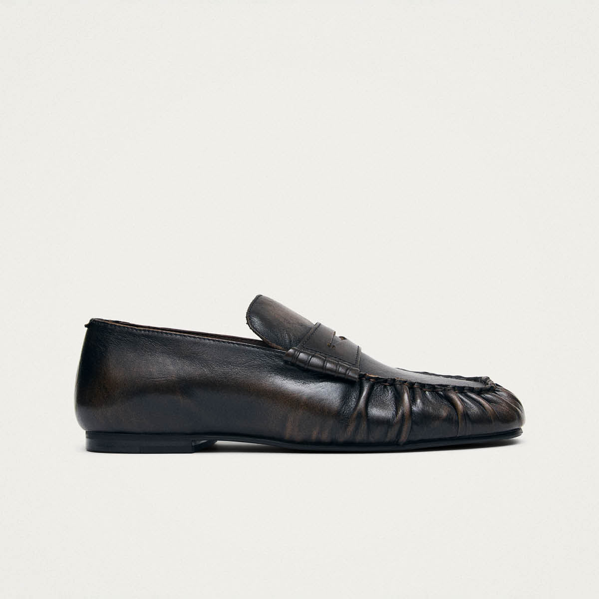 Aven Vintage Effect Brown Leather Loafers - Image 3