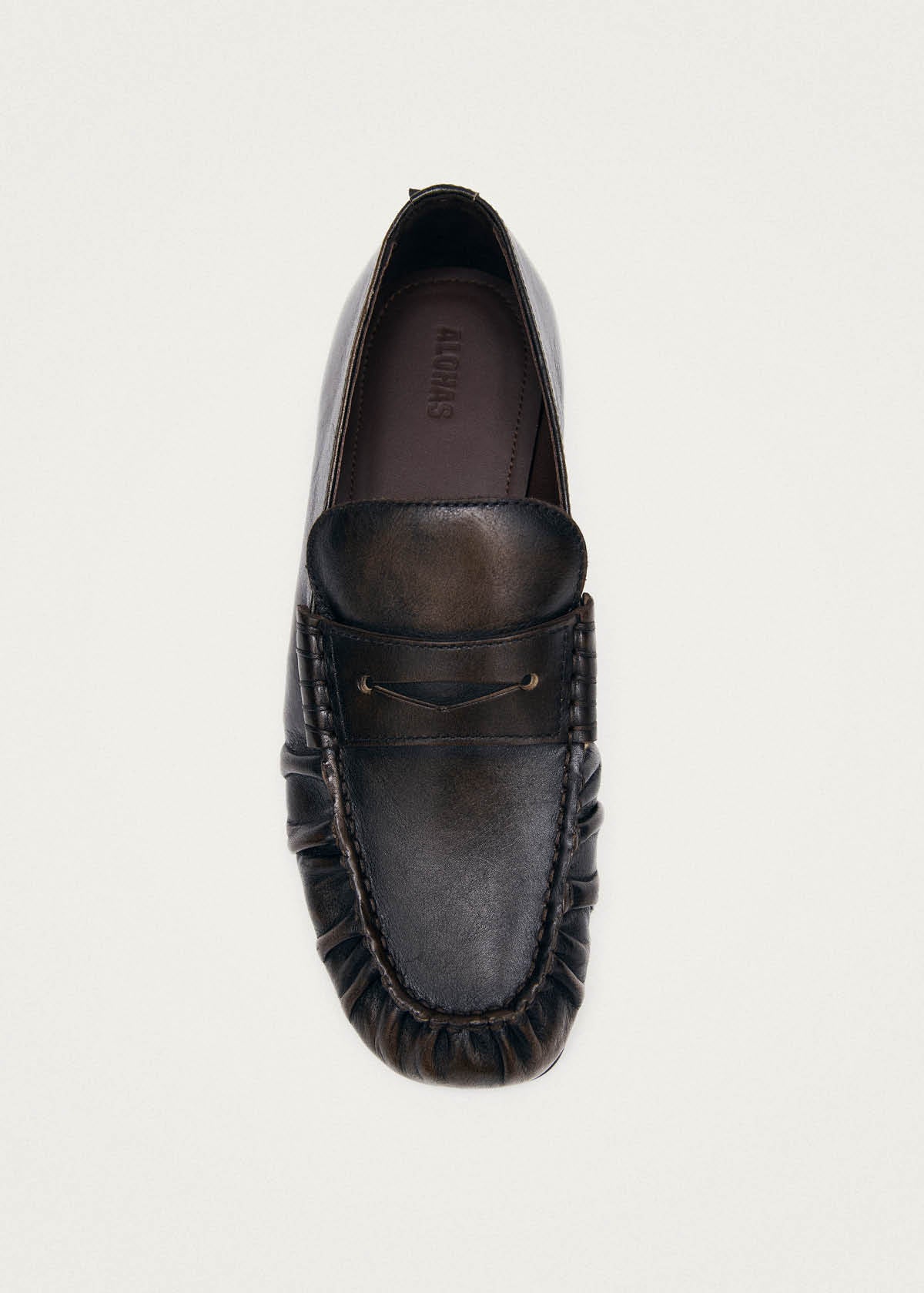 Aven Vintage Effect Brown Leather Loafers - Image 5