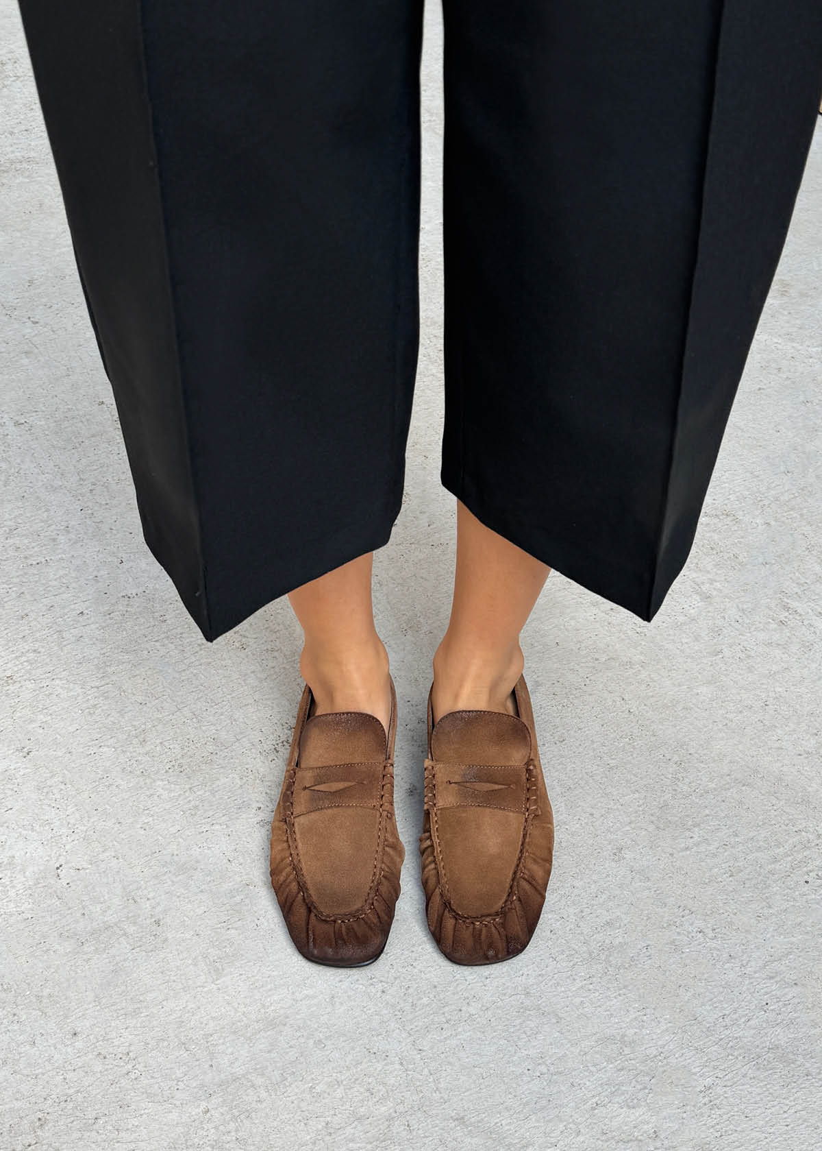 Aven Vintage Effect Suede Brown Leather Loafers - Image 2