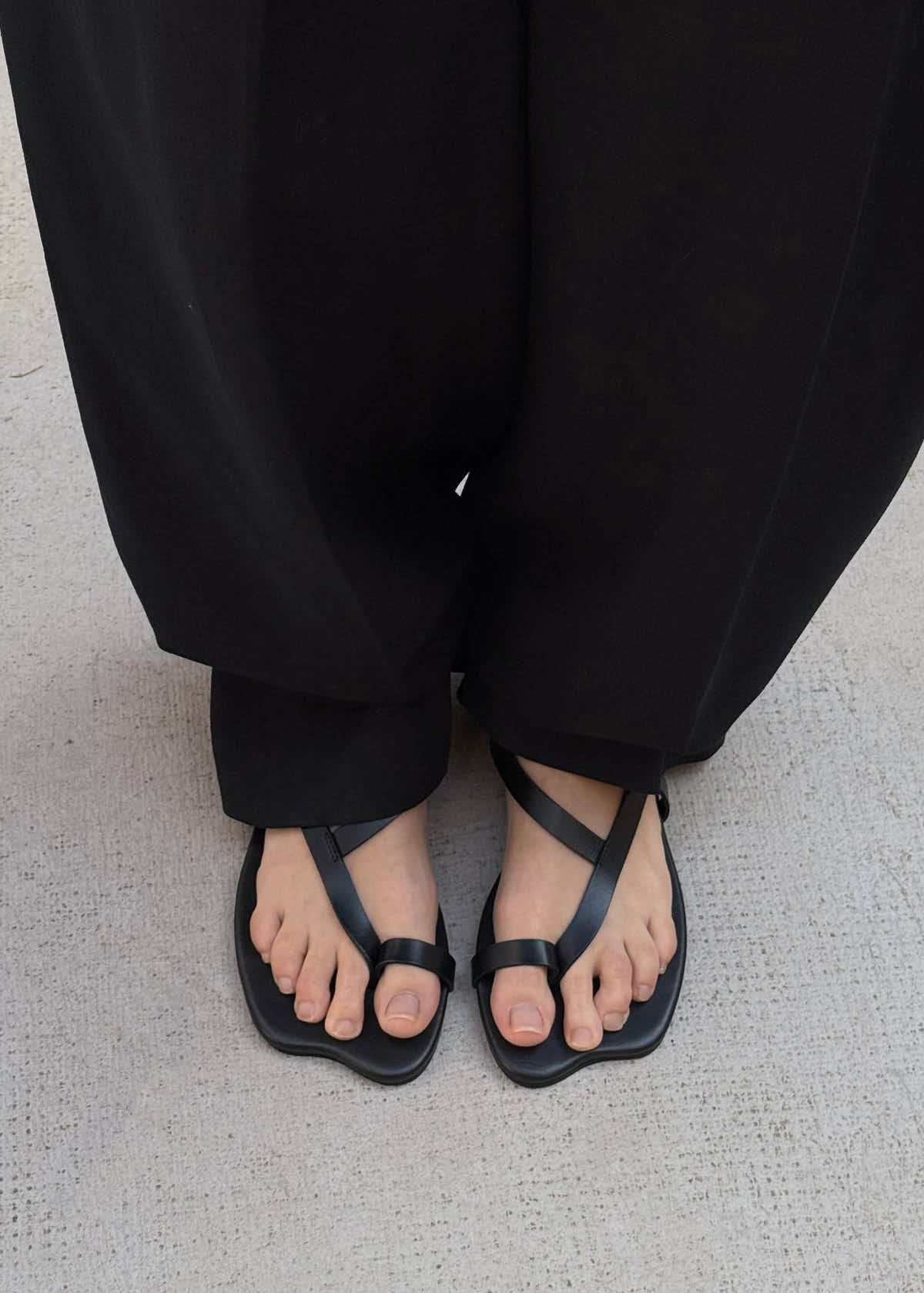 Dawn Black Leather Sandals - Image 2
