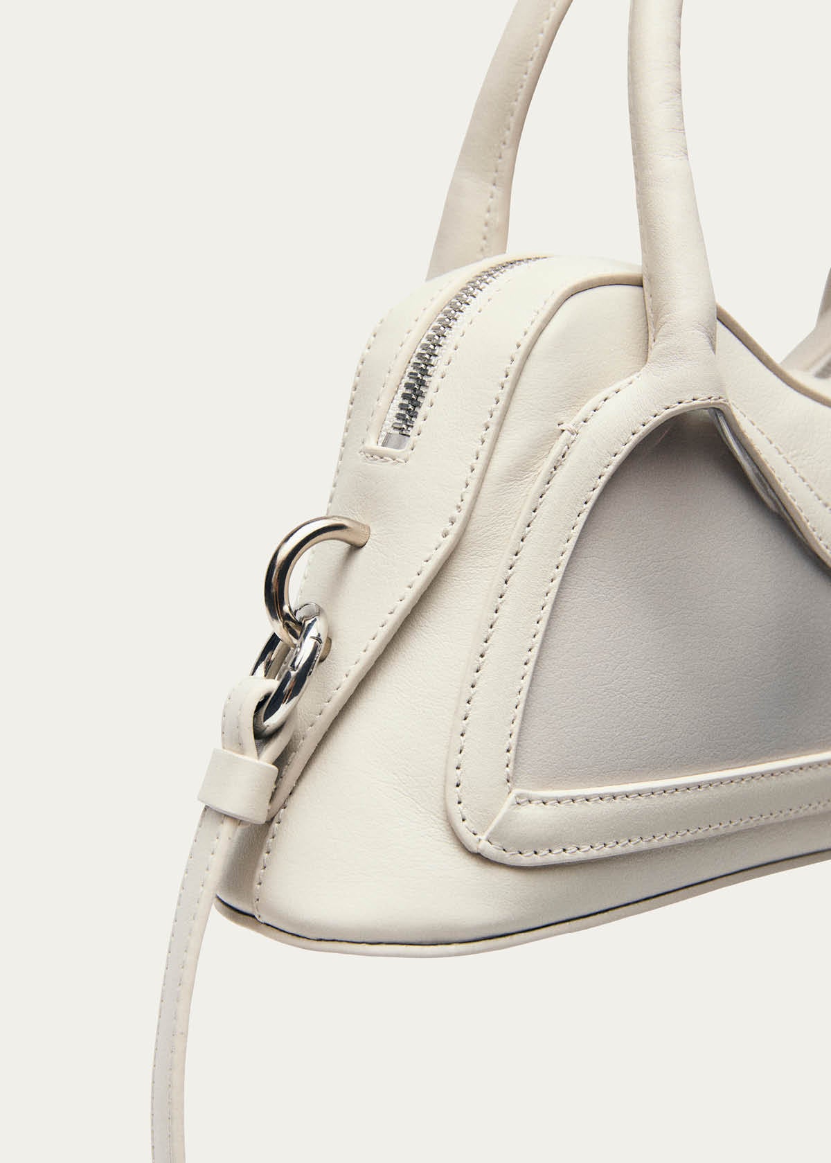 Hilma Mini Vinyl White Leather Bag - Image 8
