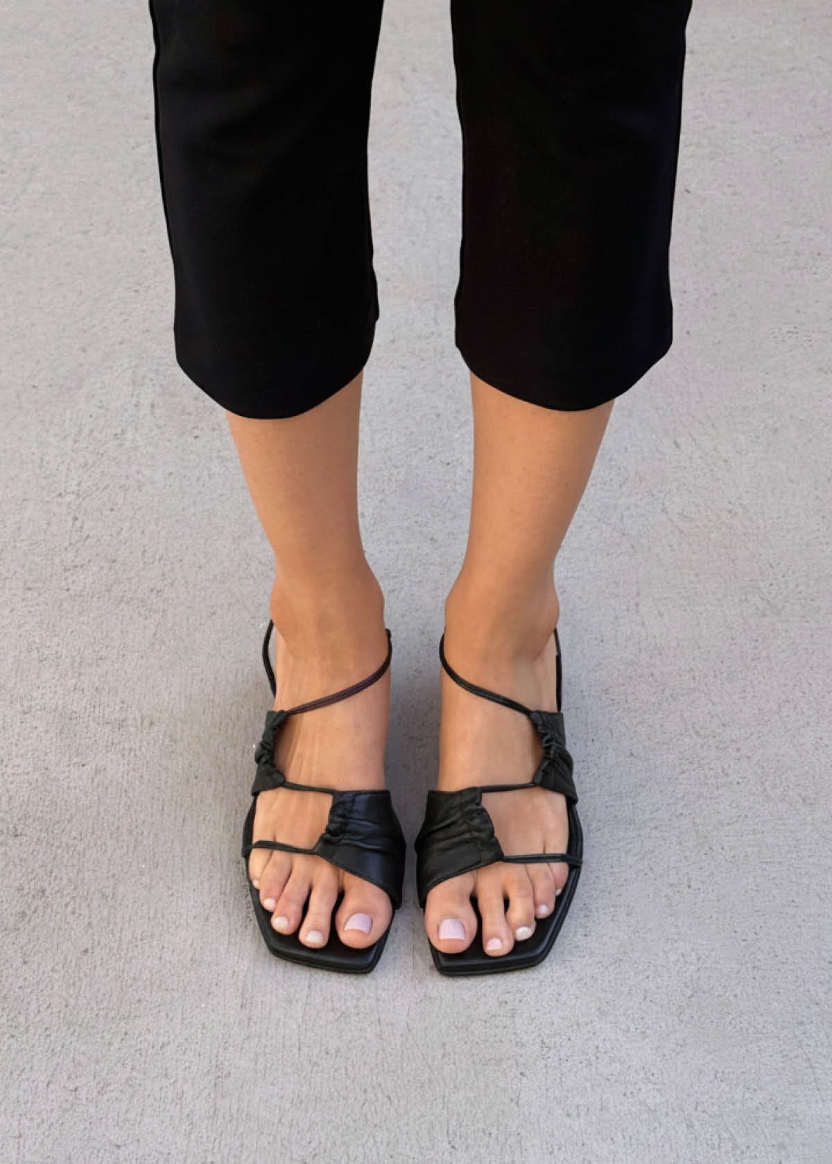 Juniper Black Leather Sandals - Image 2