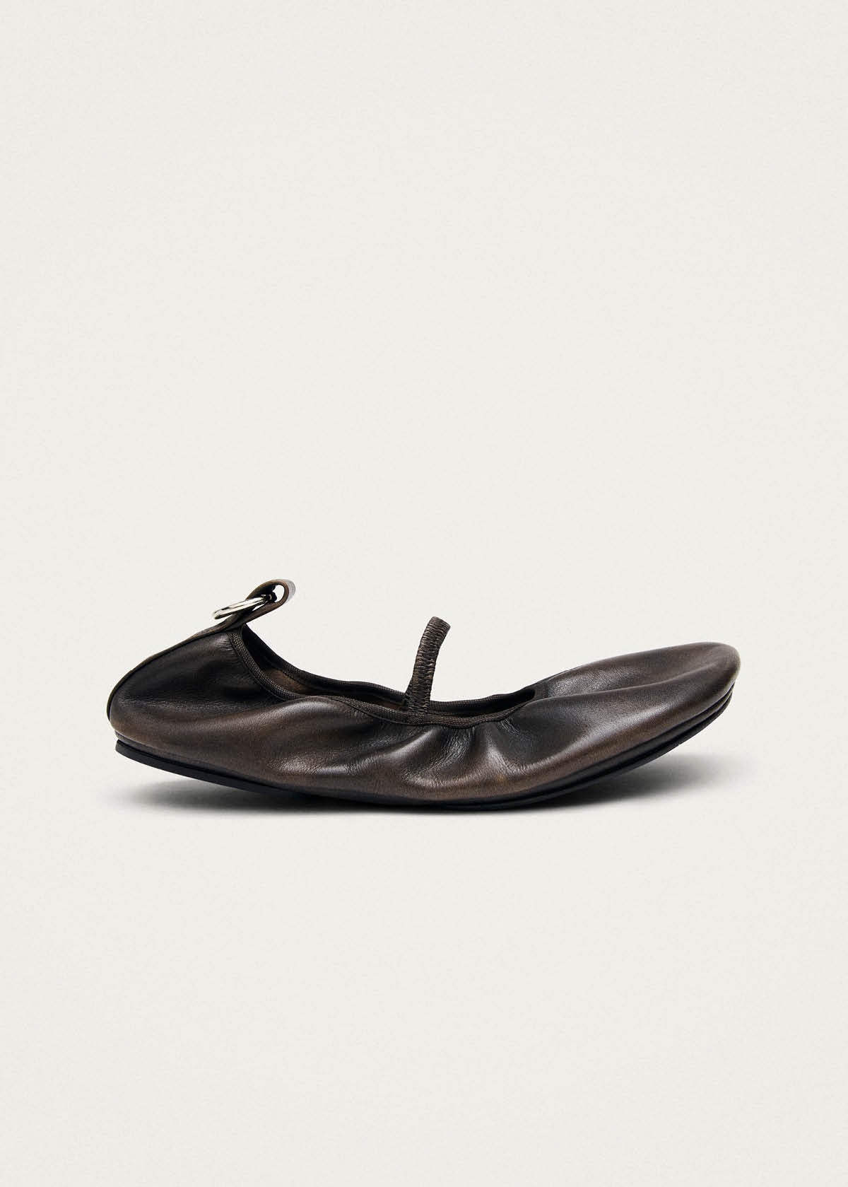 Naira Barefoot Vintage Effect Brown Leather Ballet Flats - Image 4