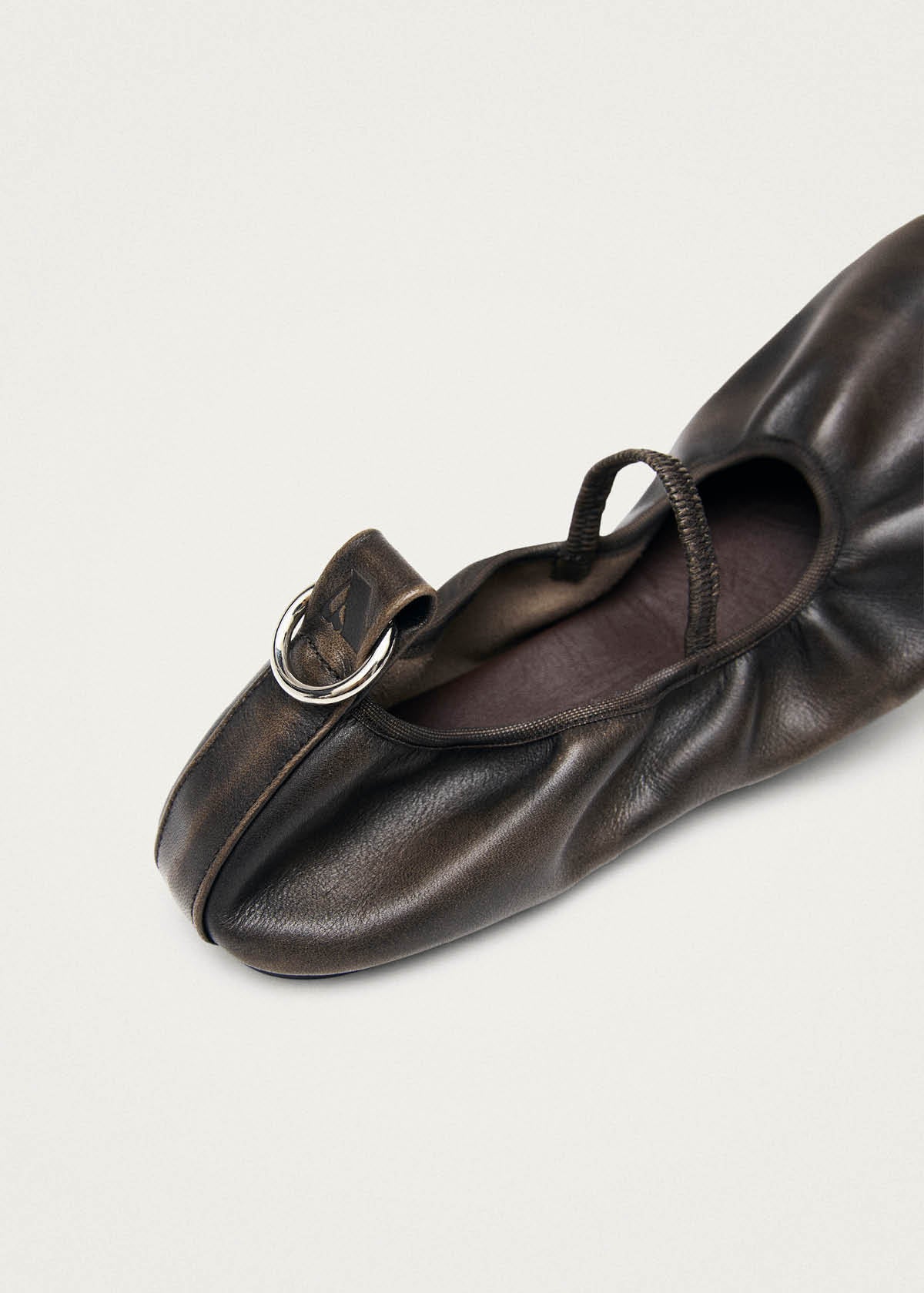 Naira Barefoot Vintage Effect Brown Leather Ballet Flats - Image 7