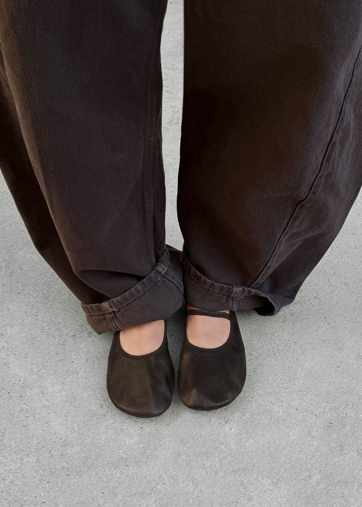 Naira Barefoot Vintage Effect Brown Leather Ballet Flats - Image 2