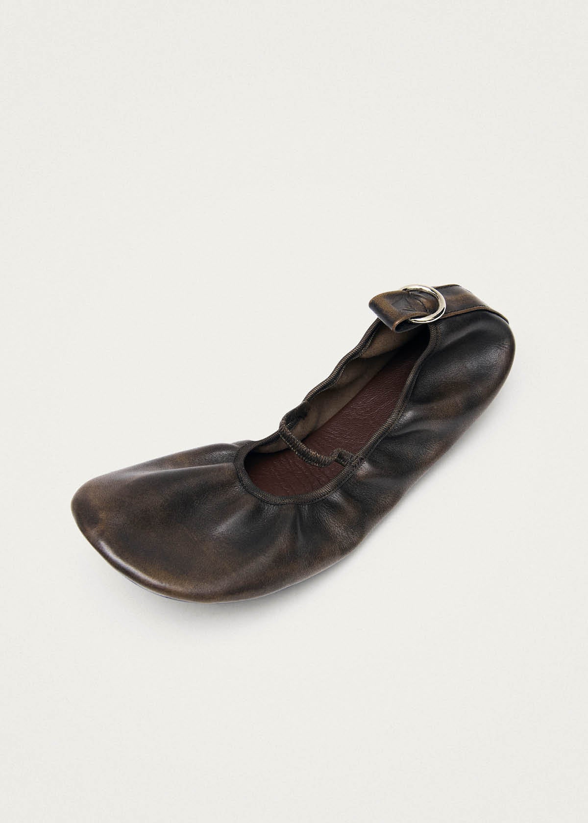 Naira Barefoot Vintage Effect Brown Leather Ballet Flats - Image 5
