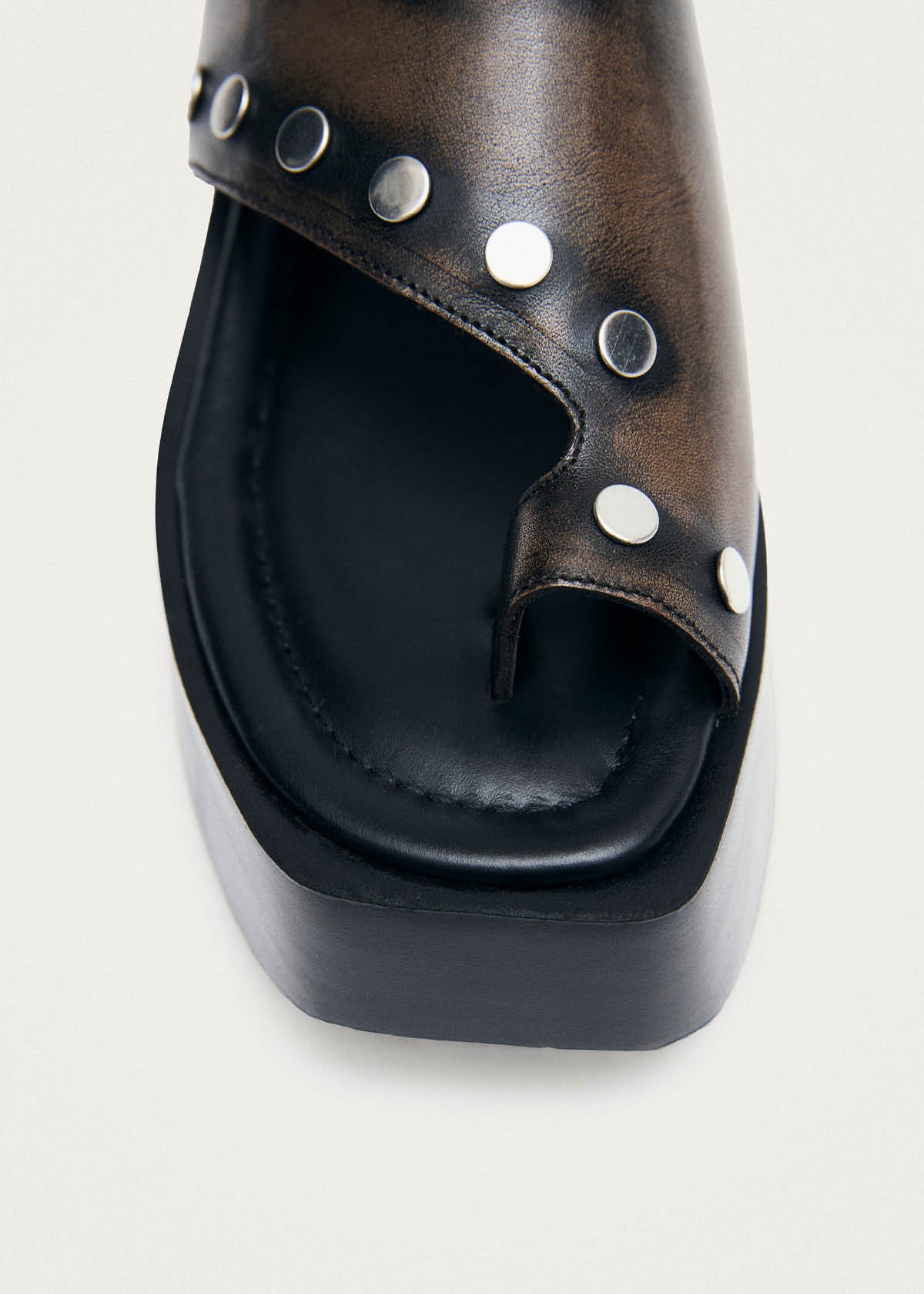 Nova Studs Vintage Effect Brown Leather Sandals - Image 6