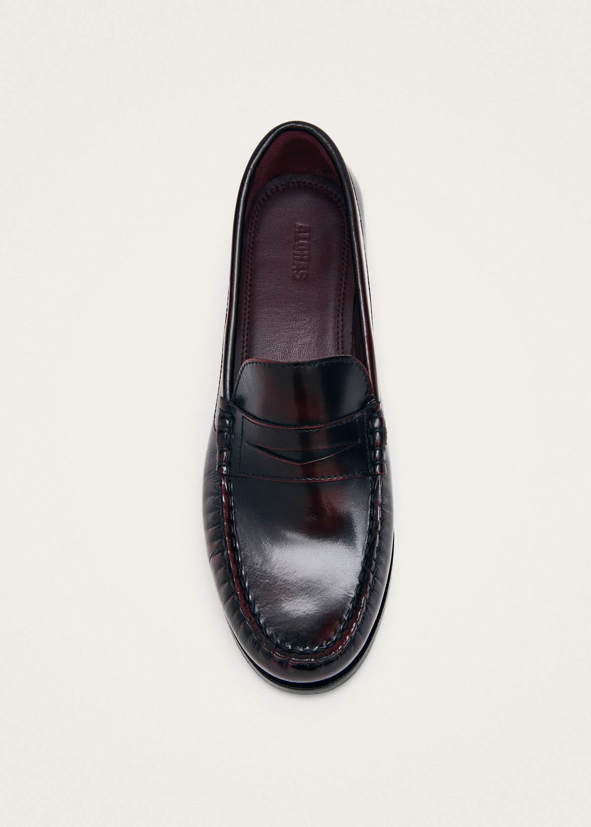Rivet Vintage Effect Burgundy Leather Loafers - Image 5