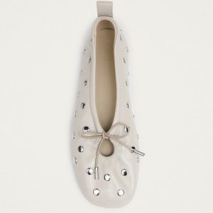 Rosalind All Studs Cream Leather Ballet Flats