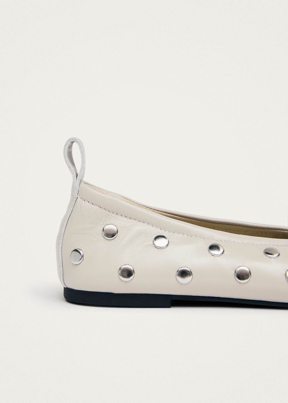 Rosalind All Studs Cream Leather Ballet Flats - Image 7