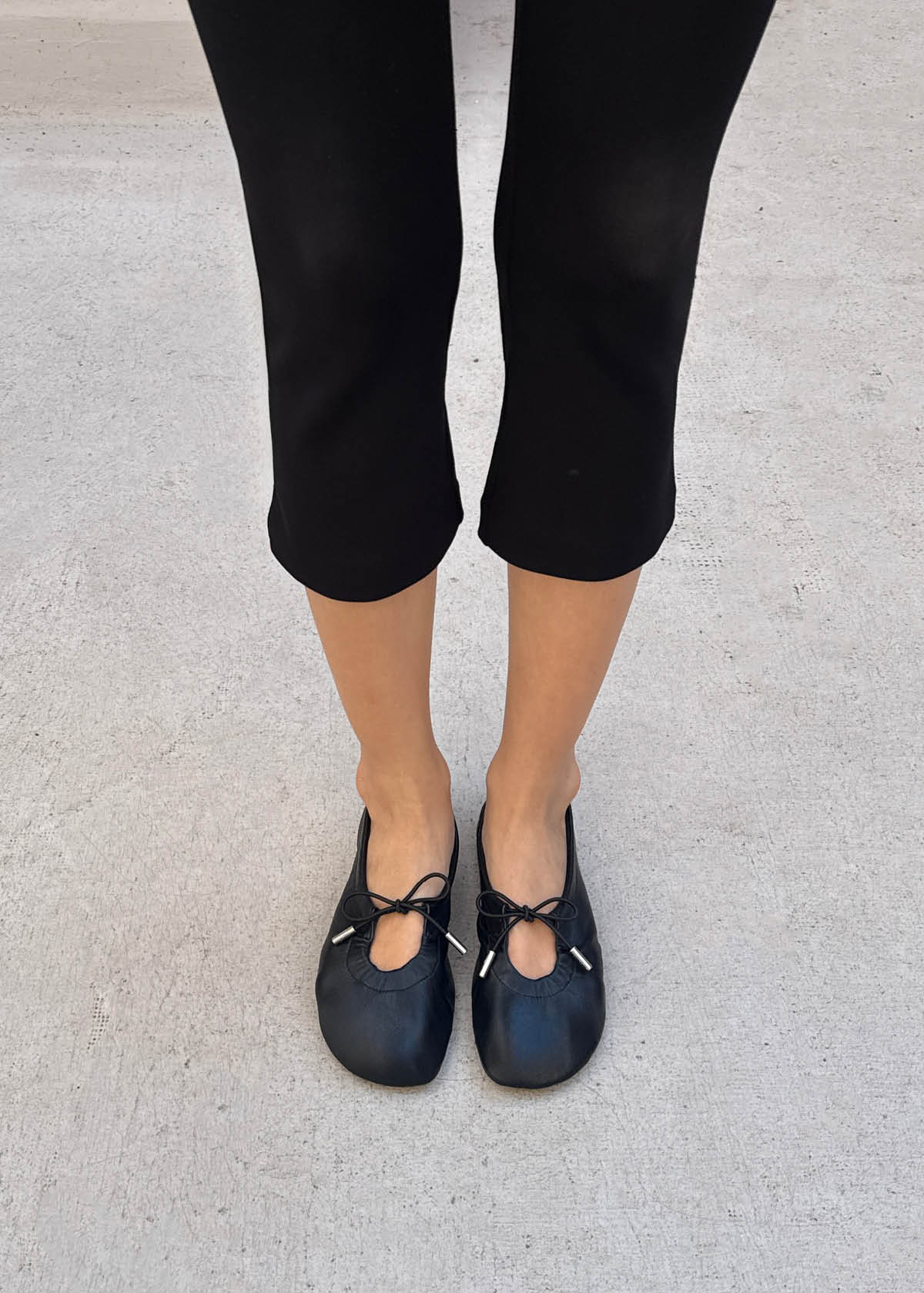 Rosalind Barefoot Black Leather Ballet Flats - Image 2
