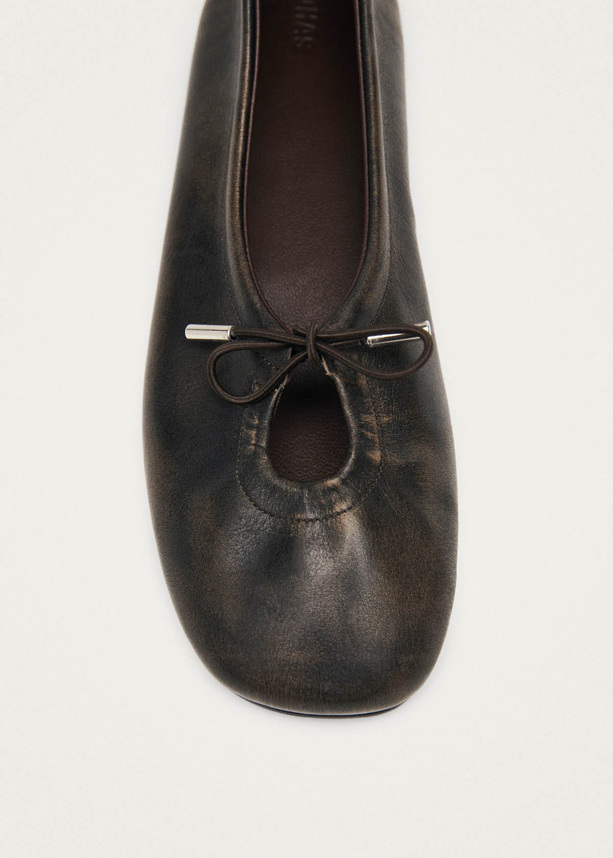 Rosalind Vintage Effect Brown Leather Ballet Flats - Image 6