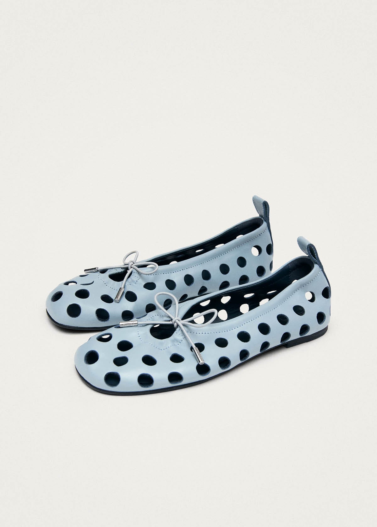 Rosalind Cut Out Blue Leather Ballet Flats - Image 5