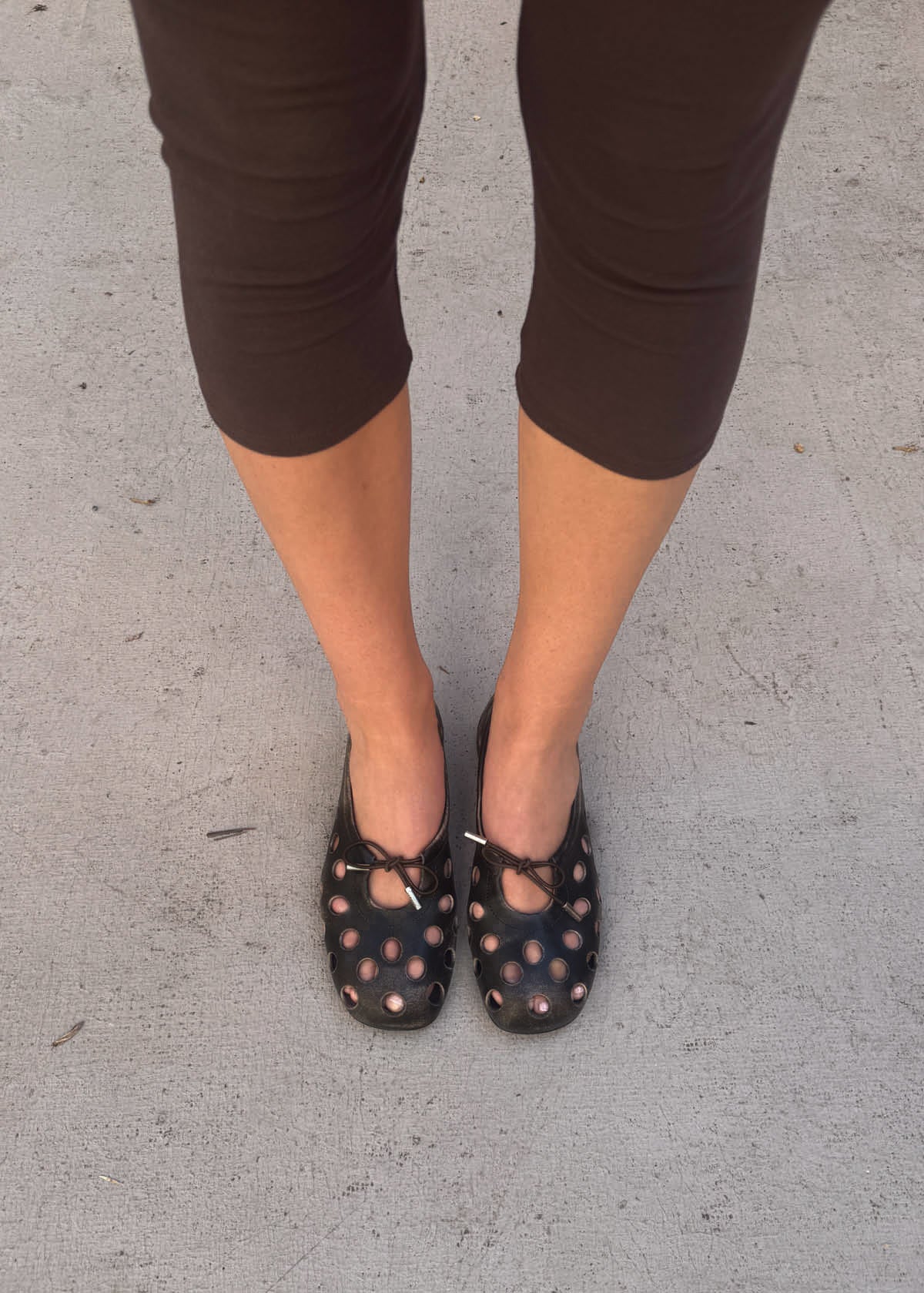 Rosalind Cut Out Vintage Effect Brown Leather Ballet Flats - Image 2