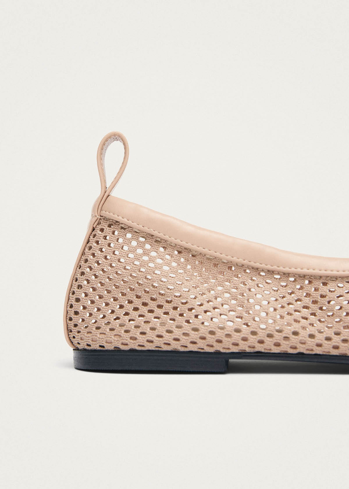 Rosalind Mesh Beige Leather Ballet Flats - Image 7
