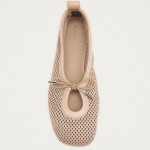 Rosalind Mesh Beige Leather Ballet Flats