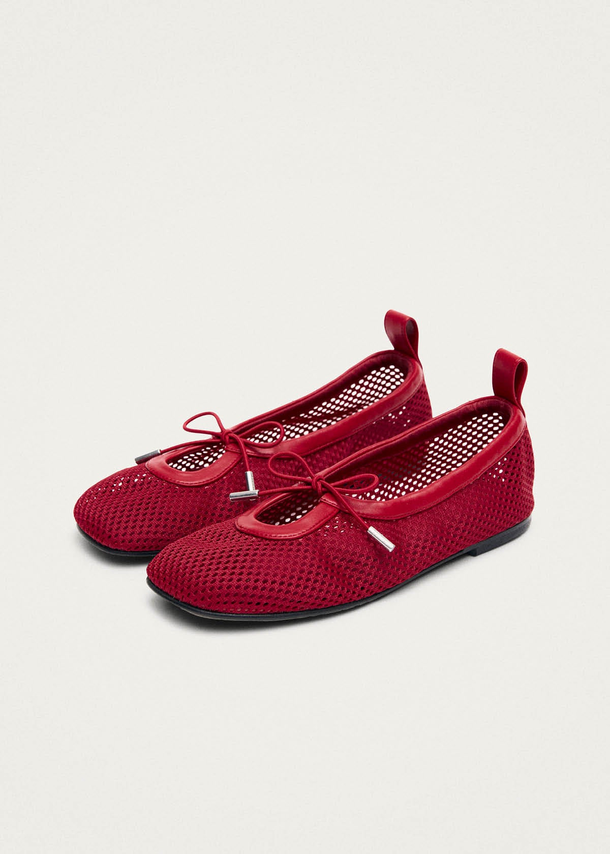 Rosalind Mesh Red Leather Ballet Flats - Image 5