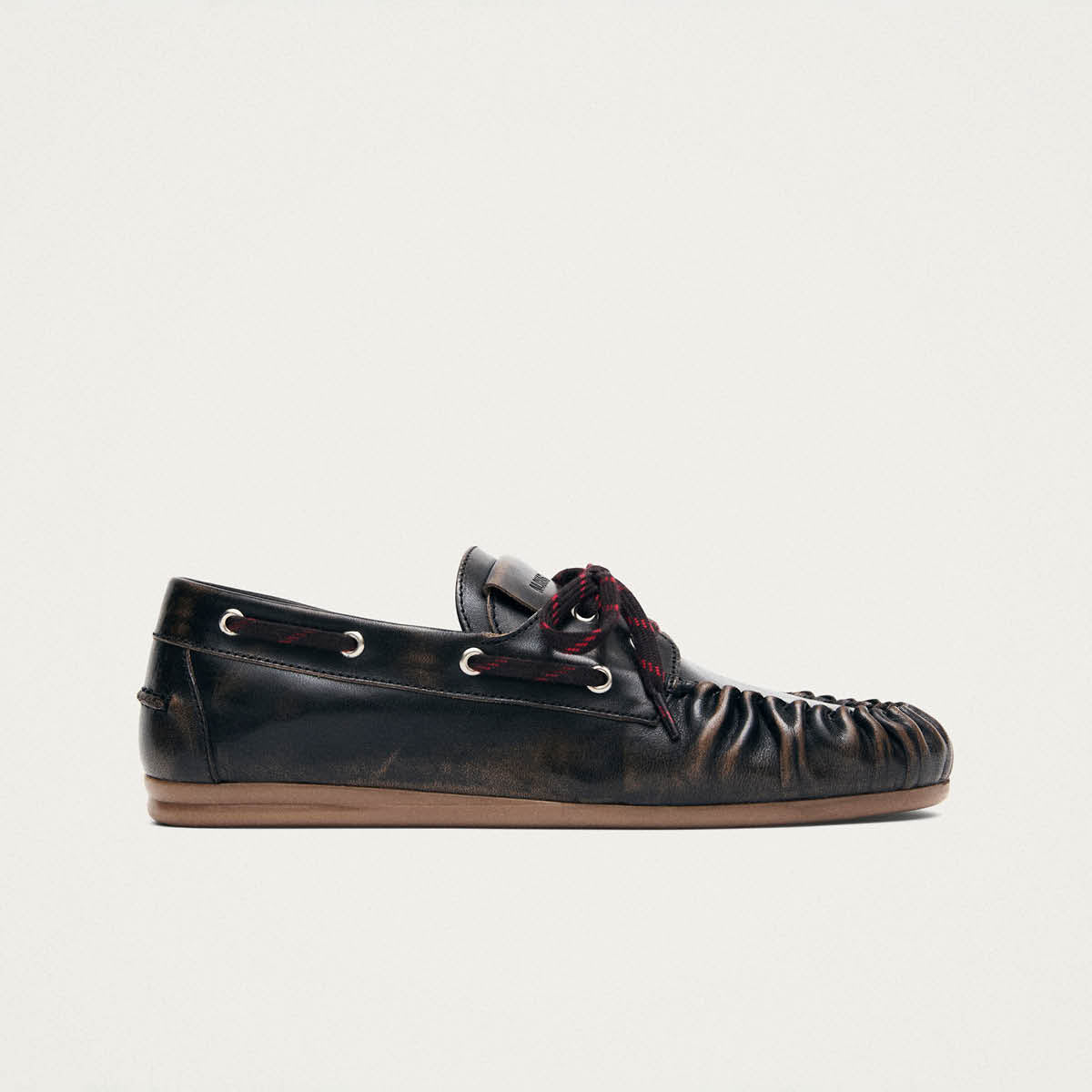 Rowan Sporty Vintage Effect Brown Leather Loafers - Image 3