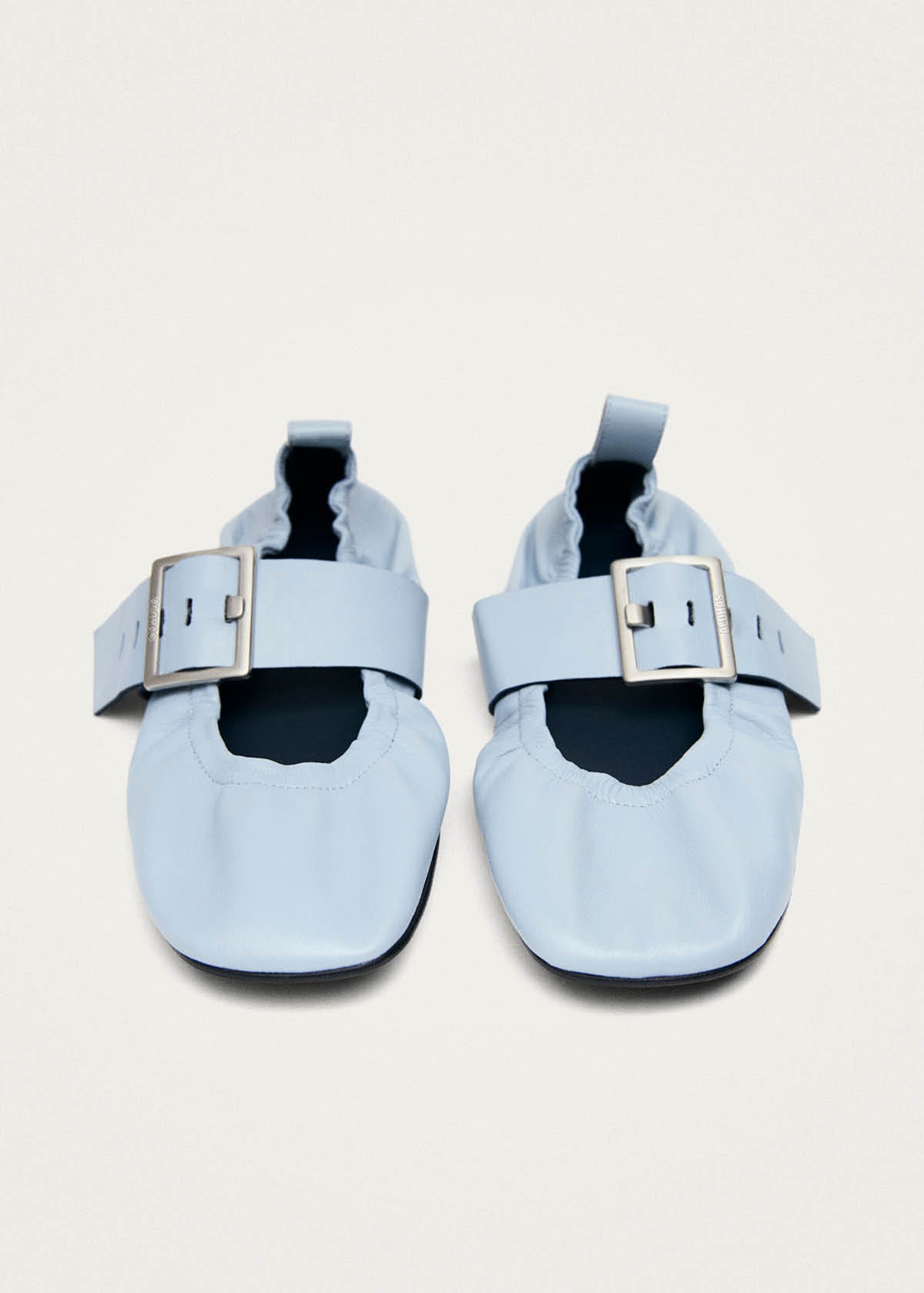 Sarea Blue Leather Ballet Flats - Image 5