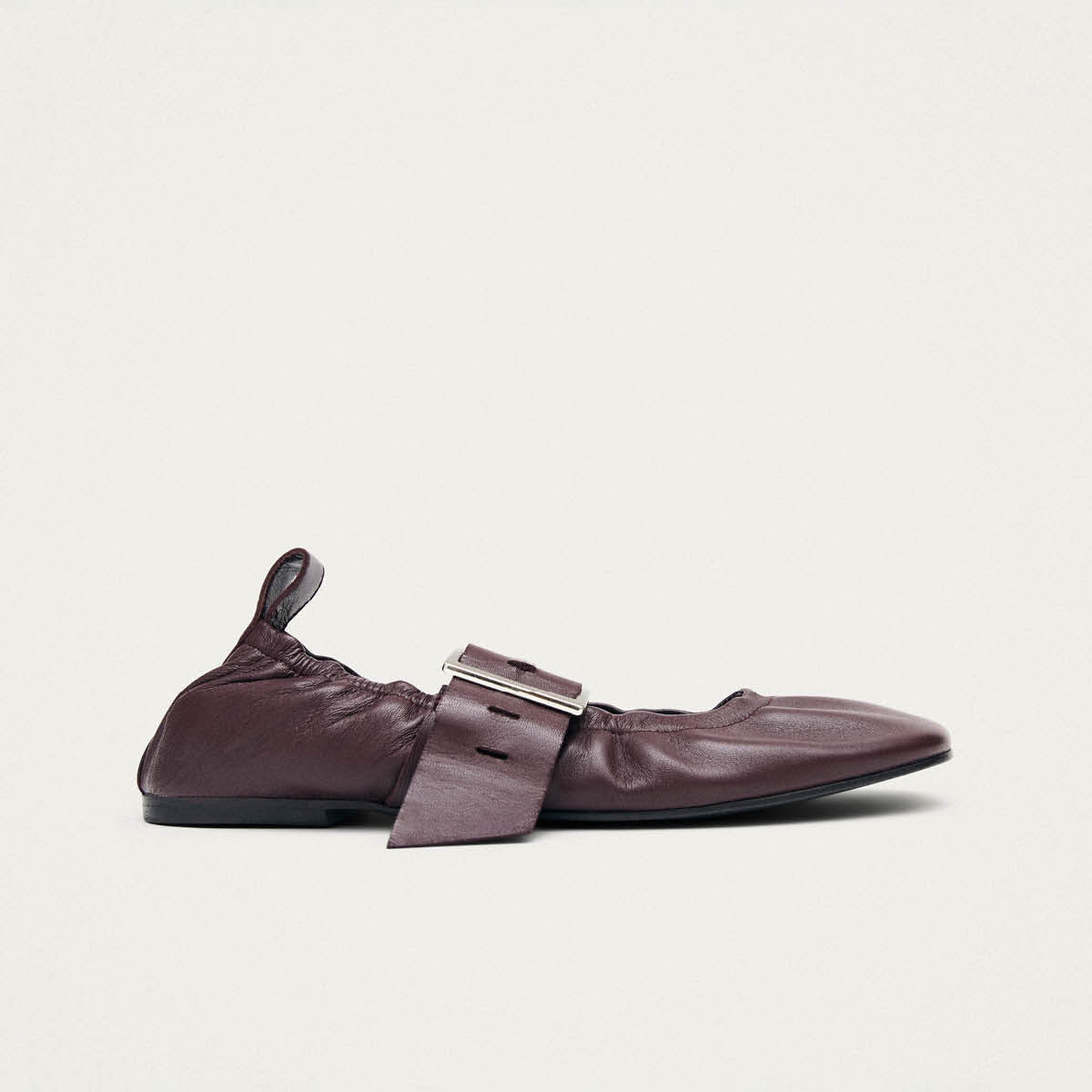 Sarea Burgundy Leather Ballet Flats - Image 3