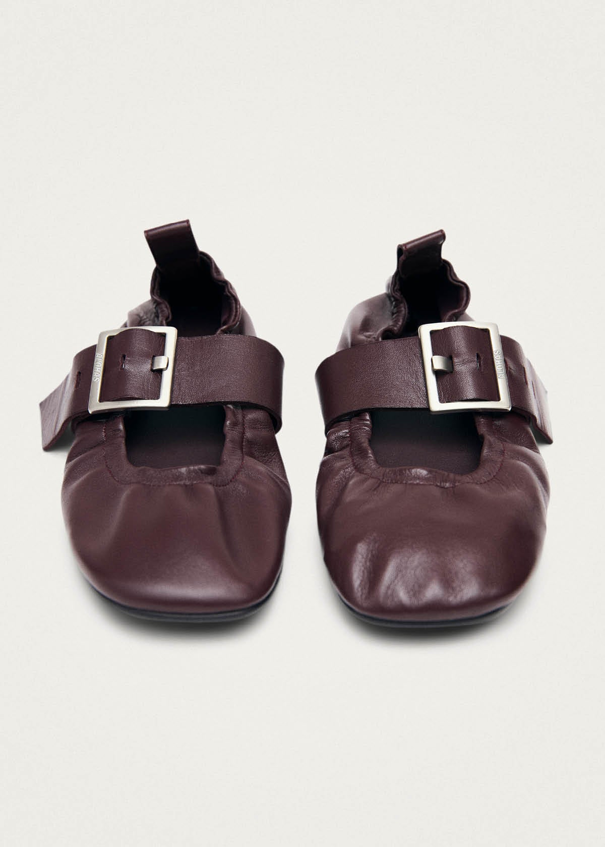 Sarea Burgundy Leather Ballet Flats - Image 5