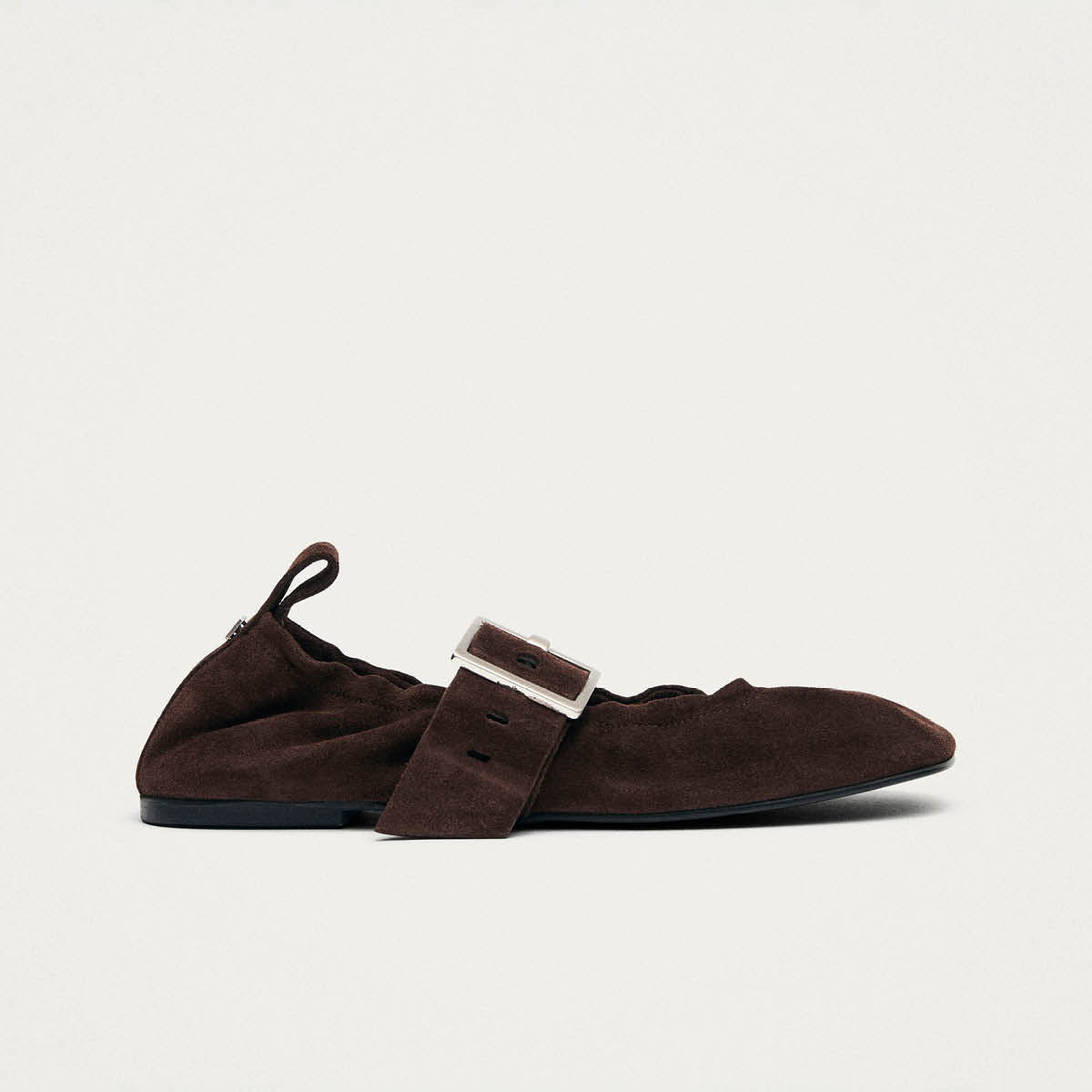 Sarea Suede Brown Leather Ballet Flats - Image 3