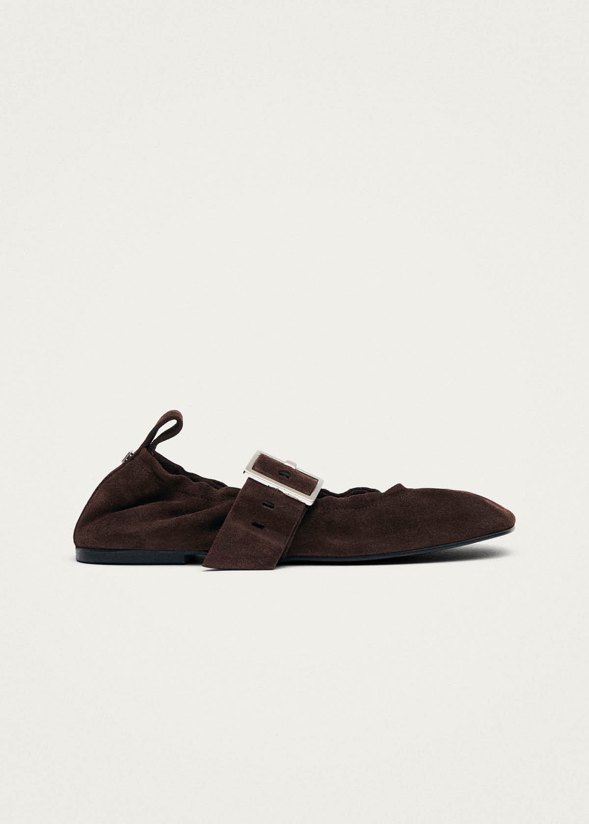 Sarea Suede Brown Leather Ballet Flats - Image 4