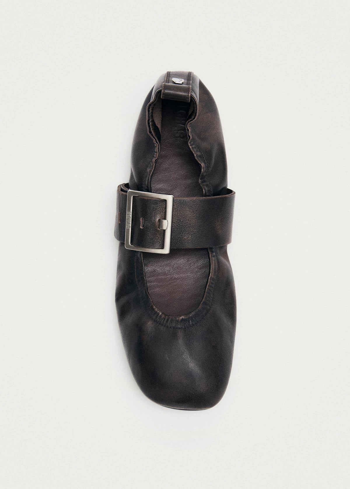 Sarea Vintage Effect Brown Leather Ballet Flats