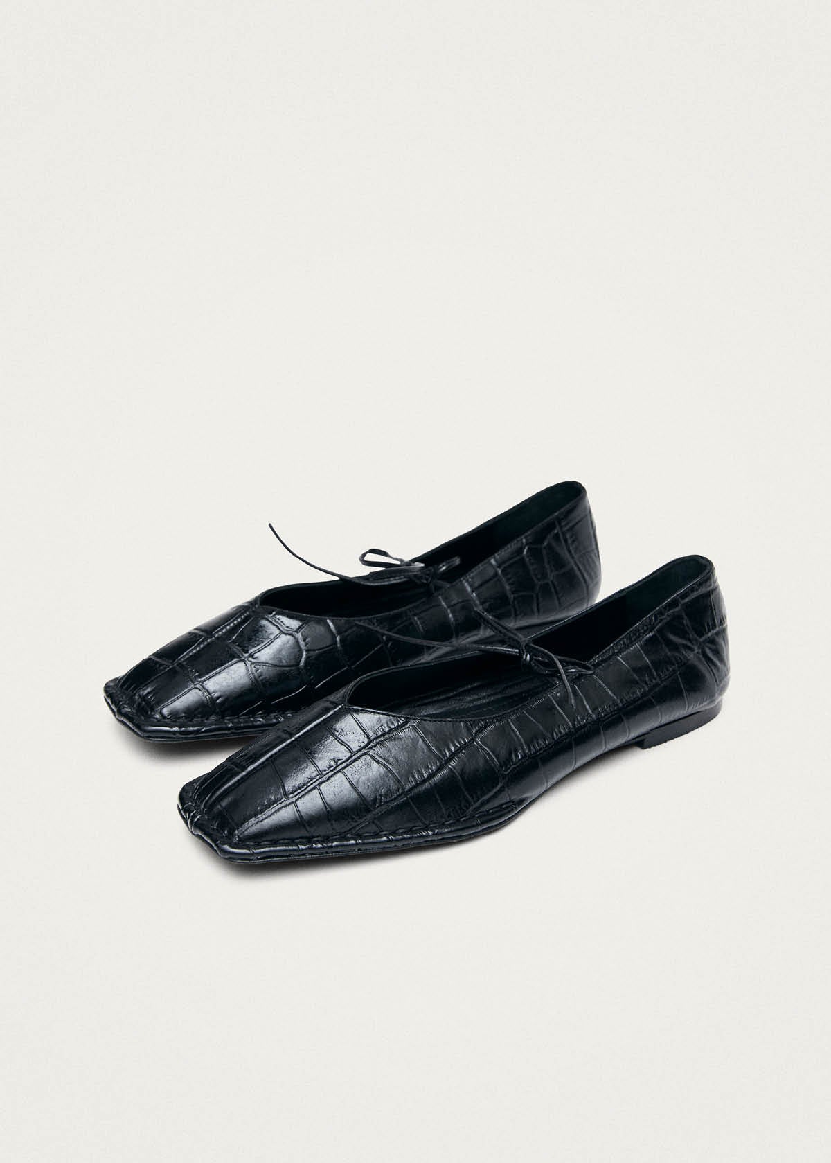 Sway Croco Black Leather Ballet Flats - Image 5