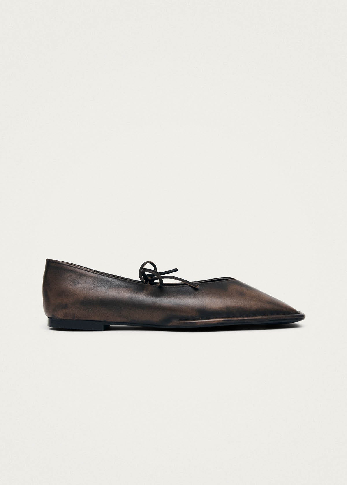 Sway Vintage Effect Brown Leather Ballet Flats - Image 5