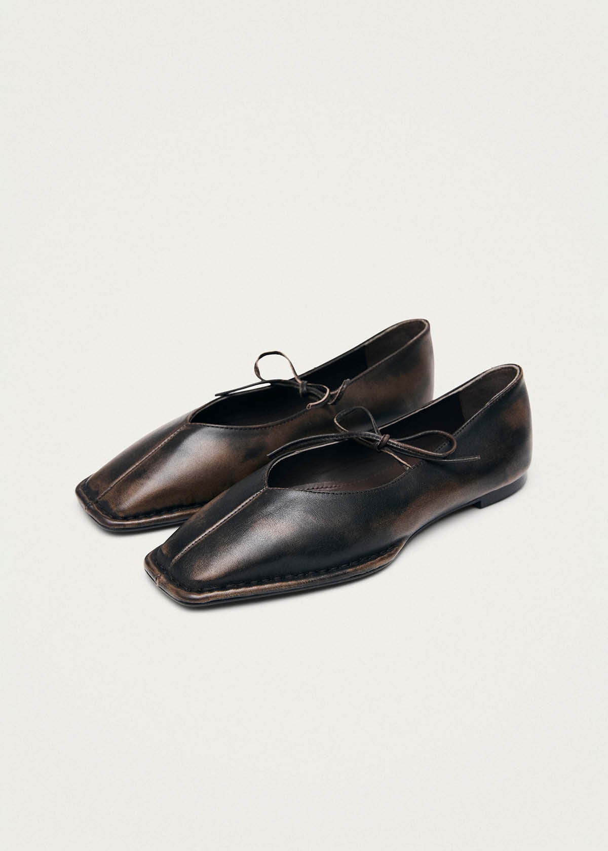 Sway Vintage Effect Brown Leather Ballet Flats - Image 4