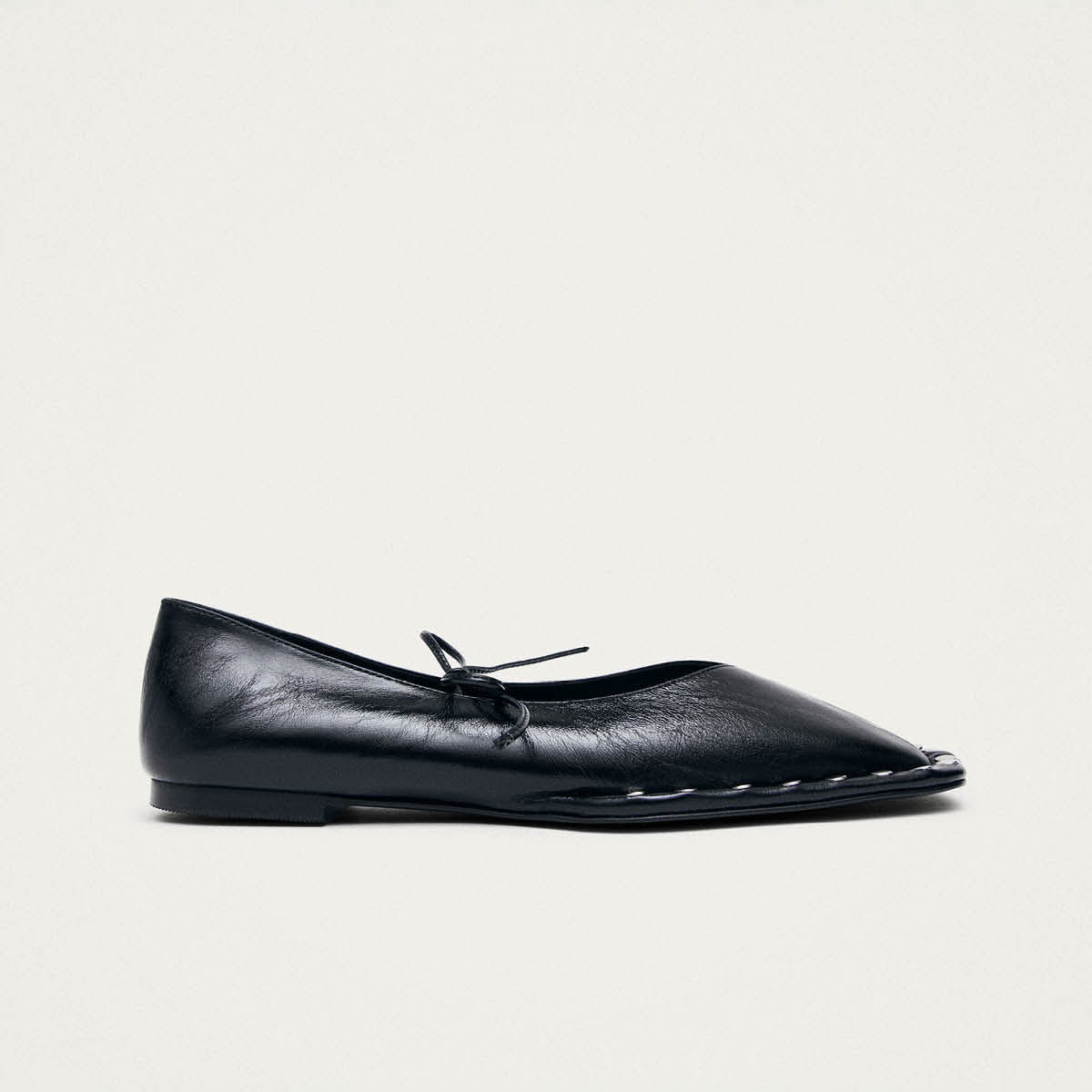 Sway Studs Rift Black Leather Ballet Flats - Image 3