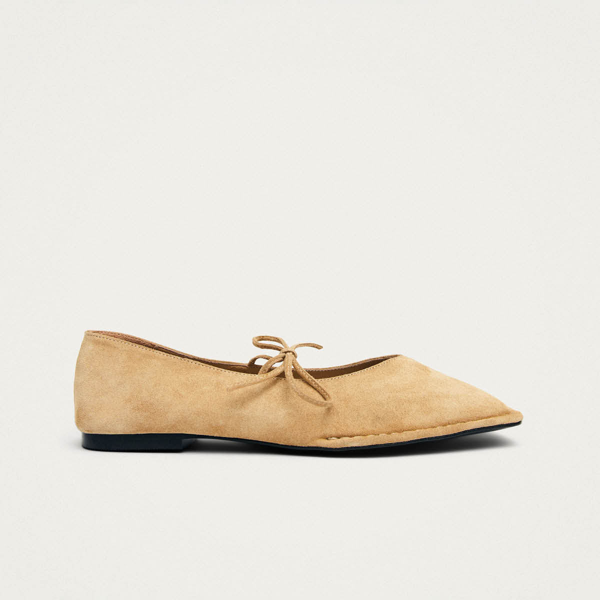Sway Suede Beige Leather Ballet Flats - Image 3