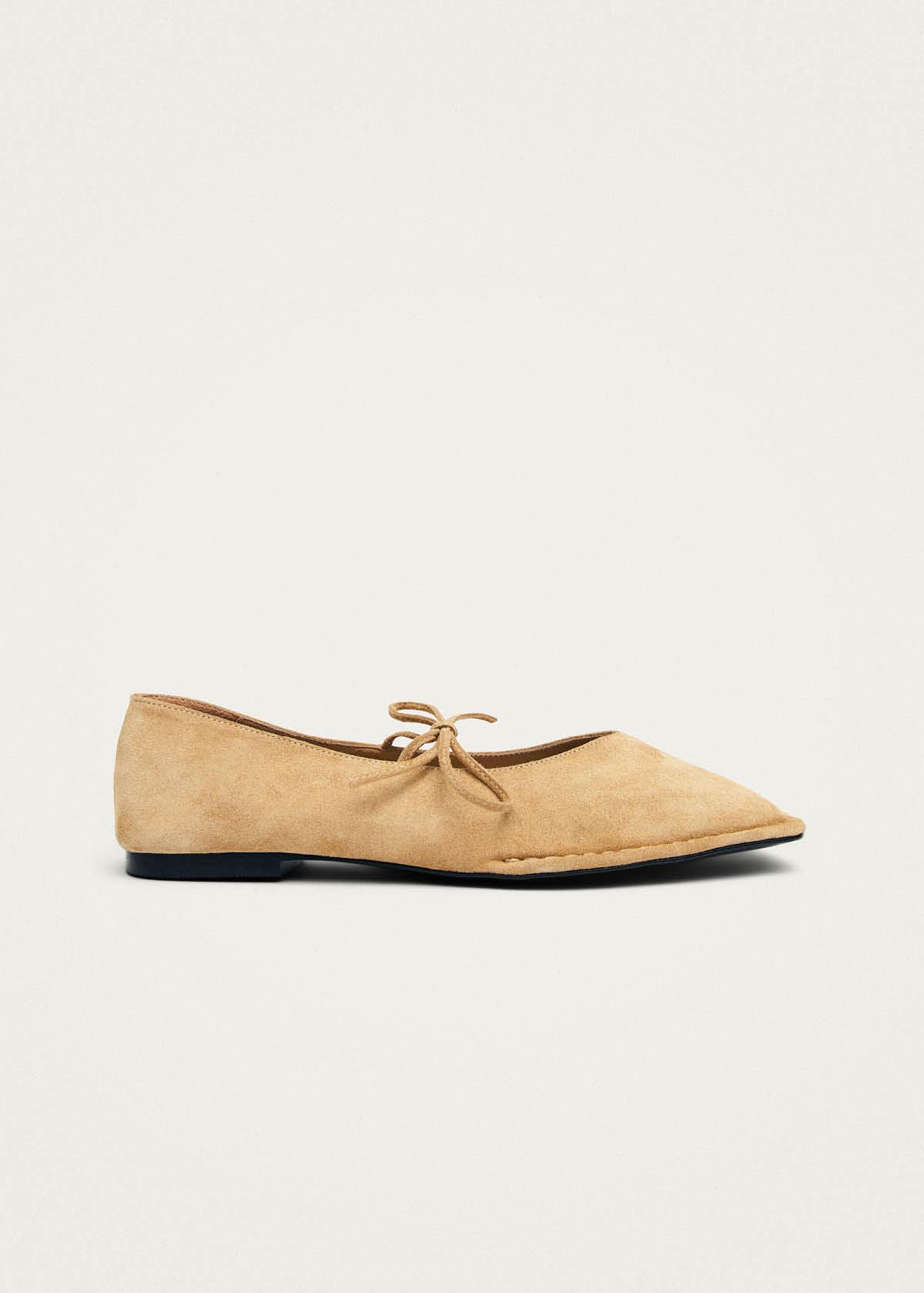 Sway Suede Beige Leather Ballet Flats - Image 4