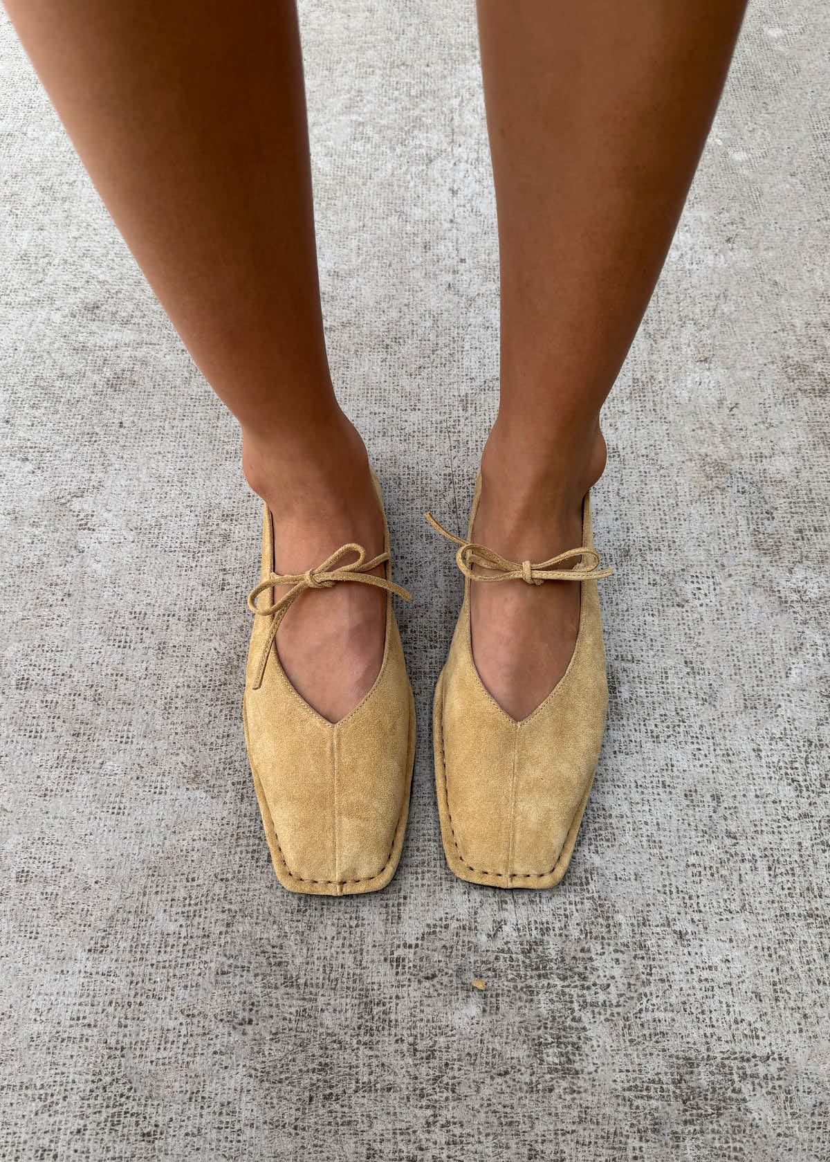 Sway Suede Beige Leather Ballet Flats - Image 2