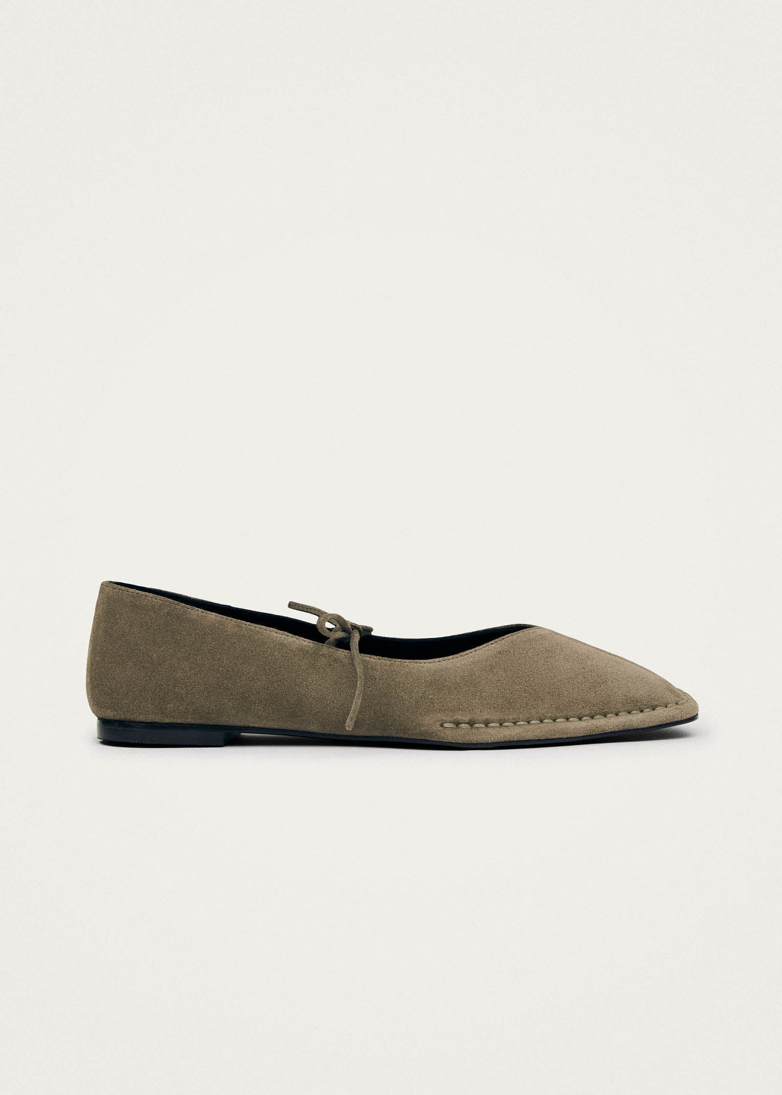Sway Suede Khaki Leather Ballet Flats - Image 5