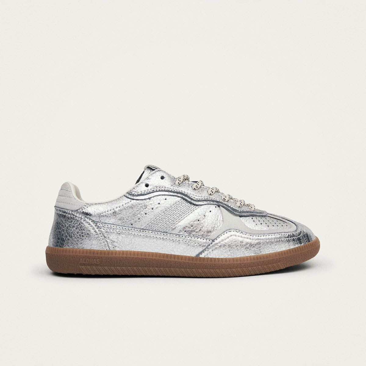 Tb.490 Shimmer Recycled Silver Cream Leather Sneakers - Image 3